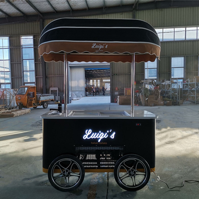 이탈리아 젤라토 자전거 아이스크림 카트 모바일 푸시 아이스크림 쇼케이스 냉장고 판매 카트 야외 판매