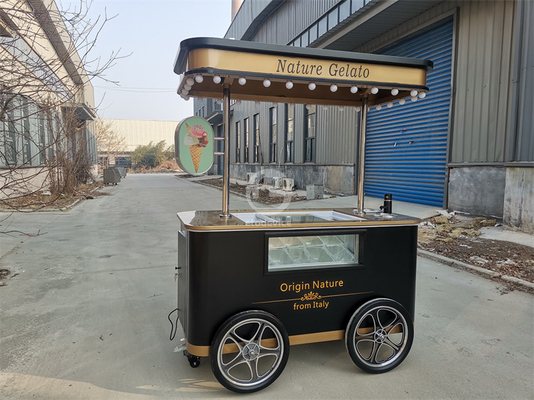 패스트 푸드 모바일 카트 아이스크림 냉음 음료 간식 트롤리 젤라토 아이스크림 카트