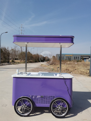 모바일 이탈리아 아이스크림 핸드 푸시 카트 자전거 디스플레이 냉장고 젤라토 스탠드 카트 바퀴