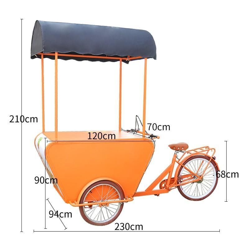 230*94*210cm 스트리트 스냅 푸드 카트 트라이사이클
